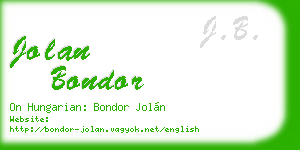 jolan bondor business card